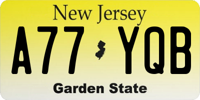 NJ license plate A77YQB