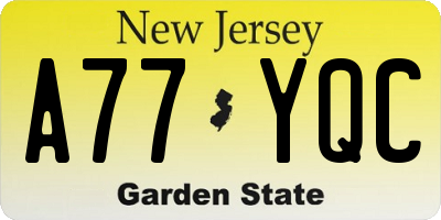 NJ license plate A77YQC
