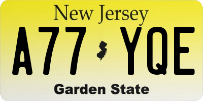 NJ license plate A77YQE