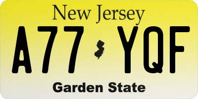 NJ license plate A77YQF