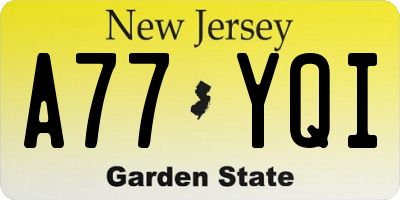 NJ license plate A77YQI