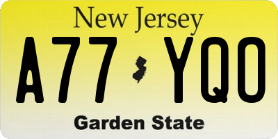 NJ license plate A77YQO