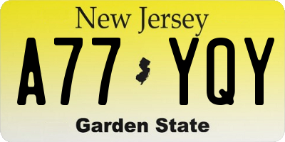 NJ license plate A77YQY