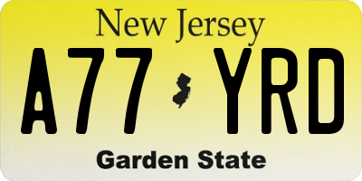 NJ license plate A77YRD