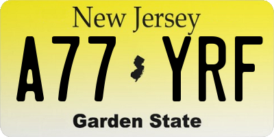 NJ license plate A77YRF