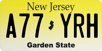 NJ license plate A77YRH