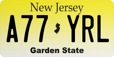 NJ license plate A77YRL