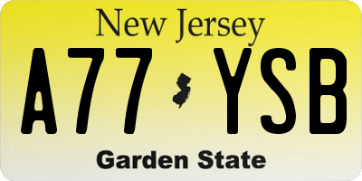 NJ license plate A77YSB