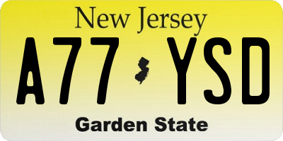 NJ license plate A77YSD