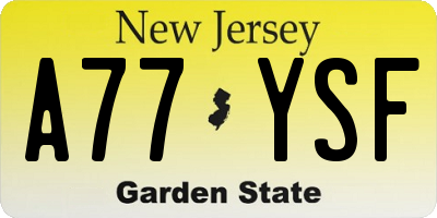 NJ license plate A77YSF