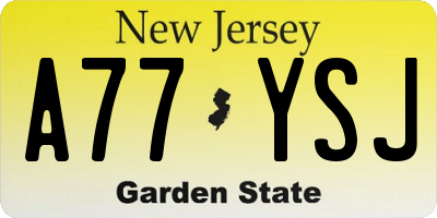 NJ license plate A77YSJ