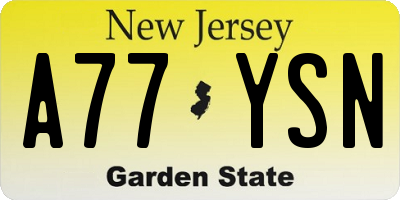 NJ license plate A77YSN