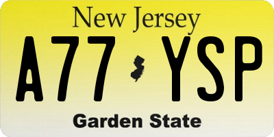 NJ license plate A77YSP