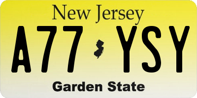 NJ license plate A77YSY