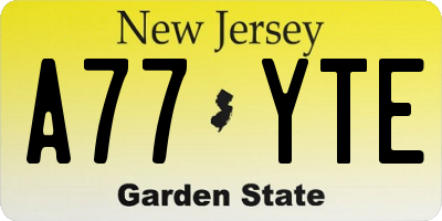 NJ license plate A77YTE