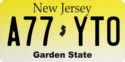 NJ license plate A77YTO