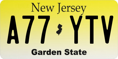 NJ license plate A77YTV