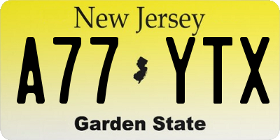 NJ license plate A77YTX
