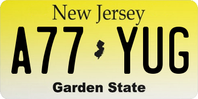 NJ license plate A77YUG