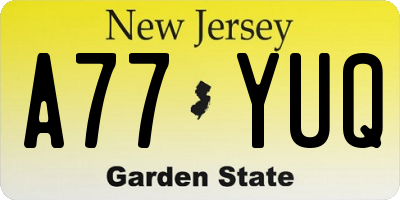 NJ license plate A77YUQ