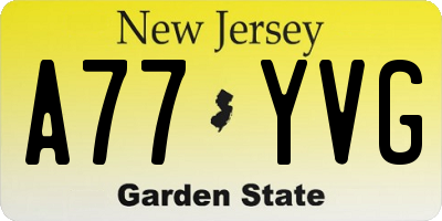 NJ license plate A77YVG