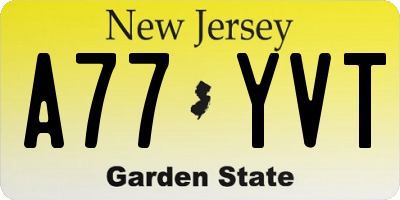 NJ license plate A77YVT