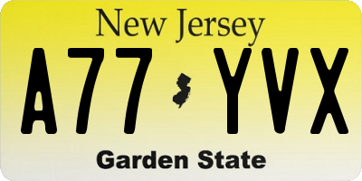 NJ license plate A77YVX