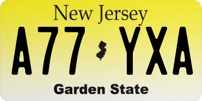 NJ license plate A77YXA