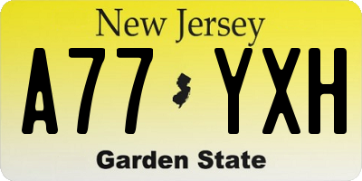 NJ license plate A77YXH
