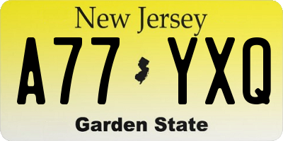 NJ license plate A77YXQ