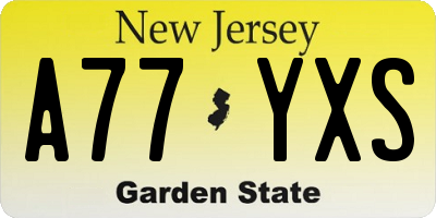 NJ license plate A77YXS