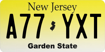 NJ license plate A77YXT