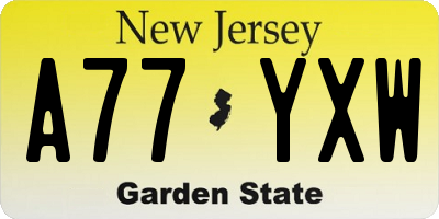 NJ license plate A77YXW