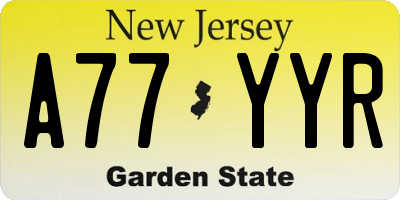NJ license plate A77YYR