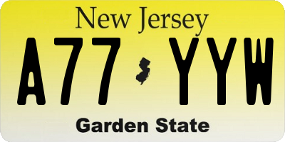 NJ license plate A77YYW
