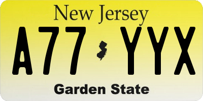 NJ license plate A77YYX
