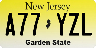 NJ license plate A77YZL