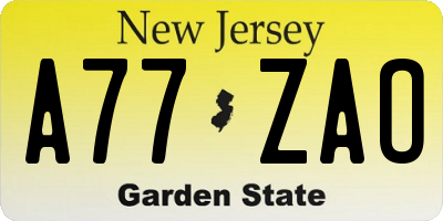 NJ license plate A77ZAO
