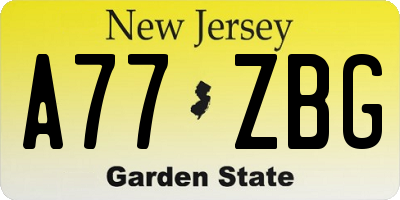 NJ license plate A77ZBG