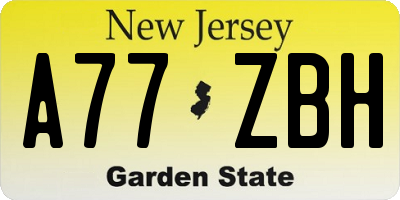 NJ license plate A77ZBH