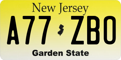 NJ license plate A77ZBO