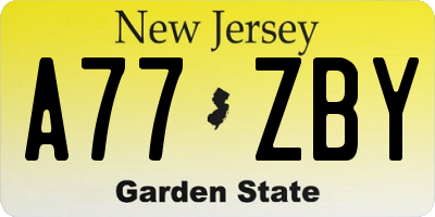 NJ license plate A77ZBY