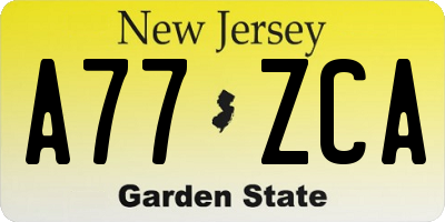 NJ license plate A77ZCA