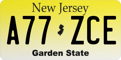 NJ license plate A77ZCE