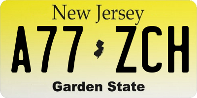 NJ license plate A77ZCH