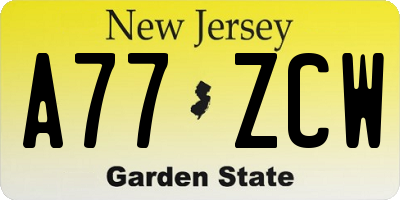 NJ license plate A77ZCW