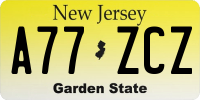NJ license plate A77ZCZ