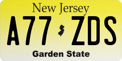 NJ license plate A77ZDS