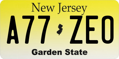 NJ license plate A77ZEO