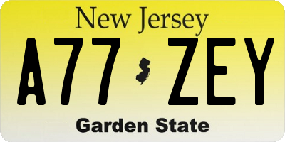 NJ license plate A77ZEY